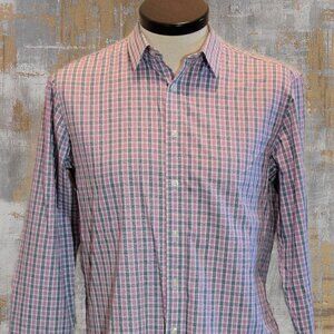 UNTUCKit Men's Wrinkle-Free Dolcetto Shirt Pink Blue & White Check Sz M EUC Read